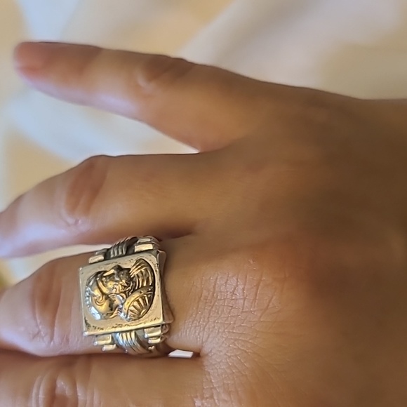 ART Deco 10k 925 vintage Roman soldier cameo ring - Picture 4 of 4